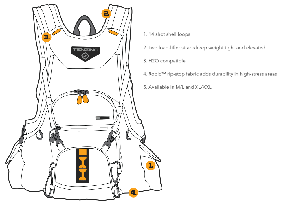 Tenzing BV16 Bird Vest M/L Brown/Orange Robic Rip-Stop — view 2