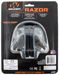 Walkers Game Ear Razor Tacti-Grip 23 dB Over the Head Electronic Earmuff - Battleship Gray/Black Polymer — view 2
