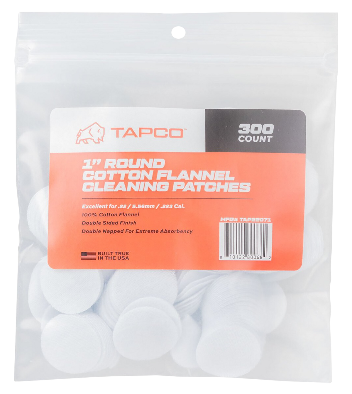 Tapco Round Patches .22-.270 Cal 1" Cotton 300 CT — view 2