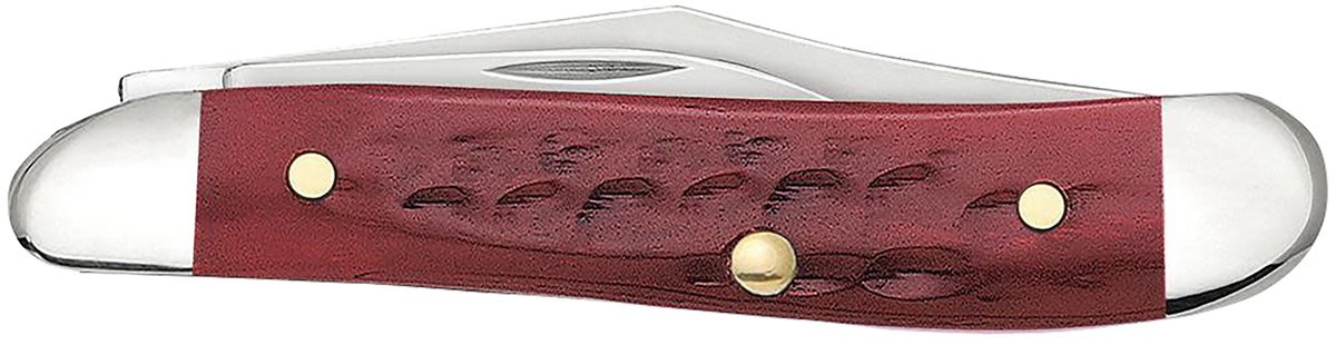 Case Peanut 2.10"/1.53" Folding Clip Point/Pen Plain Edge Tru-Sharp SS Corn Cob Jigged Old Red Bone Handle — view 2