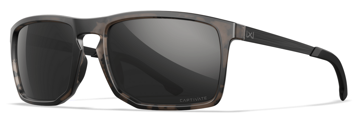 Wiley X WX Axe CAPTIVATE Polarized Black Mirror Safety Glasses - Matte Tortoise Brown Frame — view 2