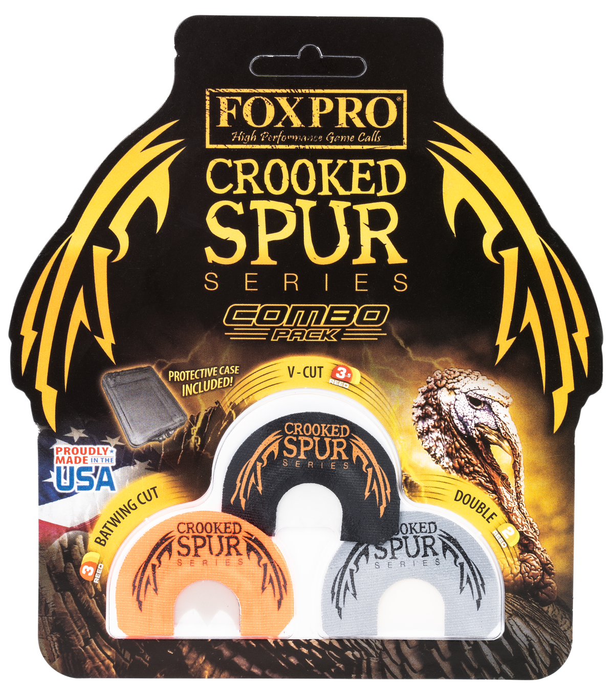 Foxpro Crooked Spur Combo Pack Diaphragm Turkey Call Double/3.5 Reed 3-Piece — view 2