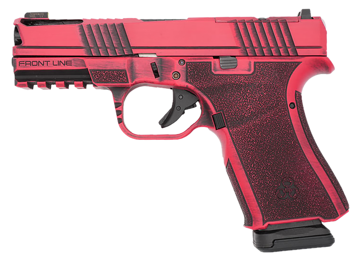 Black Rain Ordnance Frontline+ 9mm 4" 15+1 Semi-Auto Pistol - Firehouse Red Battleworn — view 2