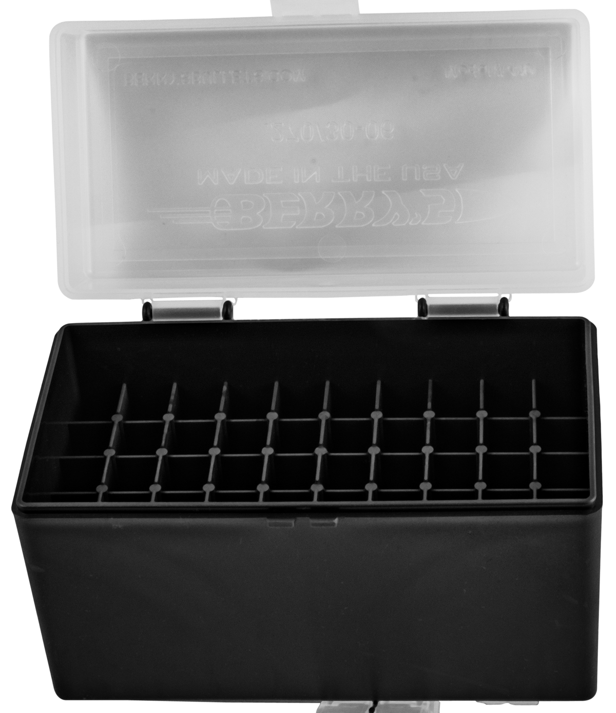 Berry's 91023 #410 Ammo Box 270 Win, 30-06 Springfield 50rd Clear Lid w/Black Bottom — view 2