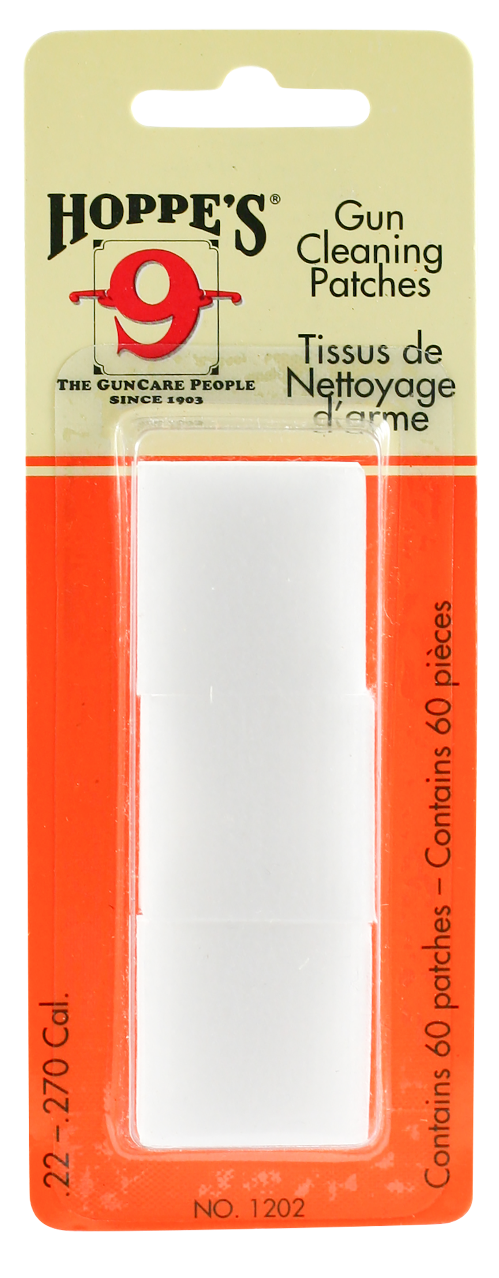 Hoppes 1202 Gun Cleaning Patches #2 .22-.270 Cal Synthetic 60-Pack — view 2