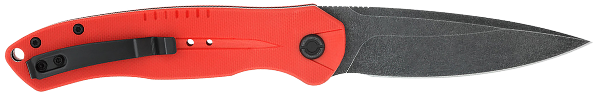 CobraTec Knives Diablo 3.50" Folding Automatic Black Stonewashed D2 Steel Red G10 Handle — view 2