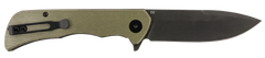Templar Knife Paladin 3.27" Folding Drop Point Plain D2 Black Powder Coated Blade 4.40" Green Micarta Handle — view 2