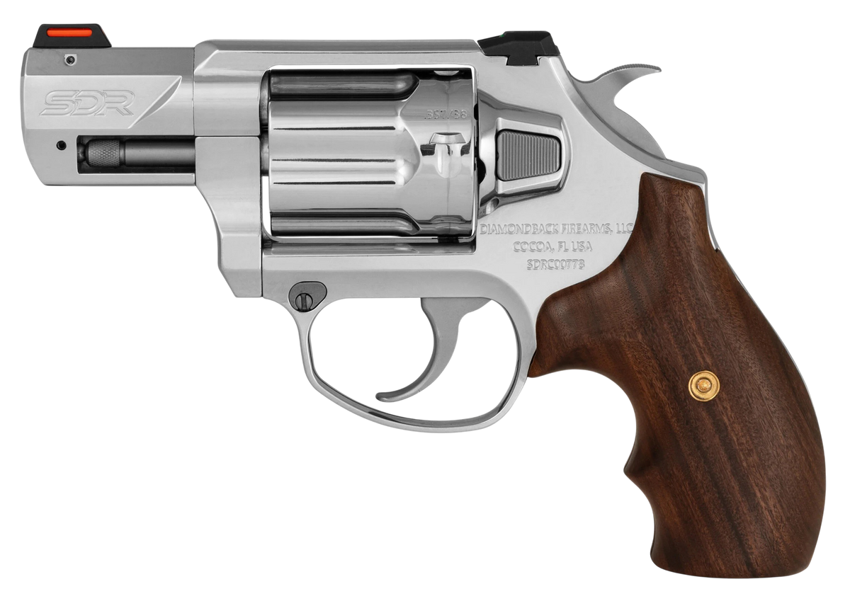 Diamondback SDR 357 Mag/38 Special +P 2" 6-Shot DA/SA Revolver - Polished Stainless Hogue Wood Grip — view 2