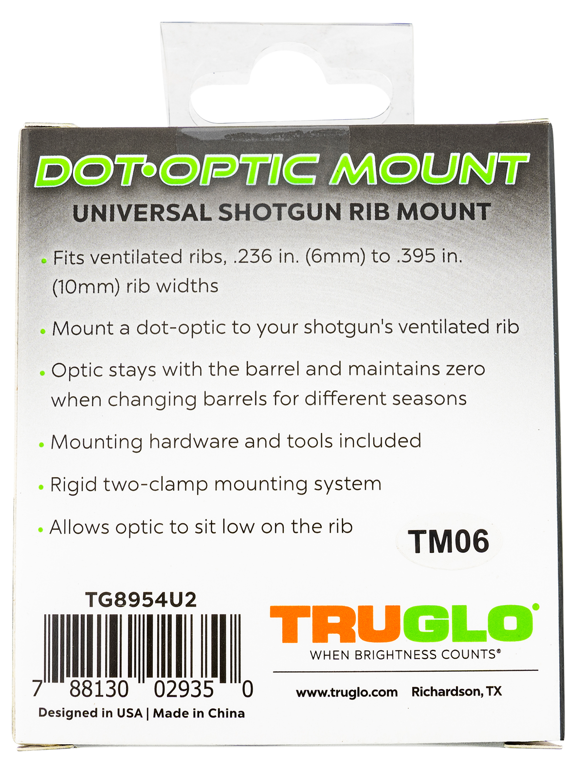 TruGlo TG8954U2 Universal Shotgun Rib Mount Black RMR Footprint — view 2
