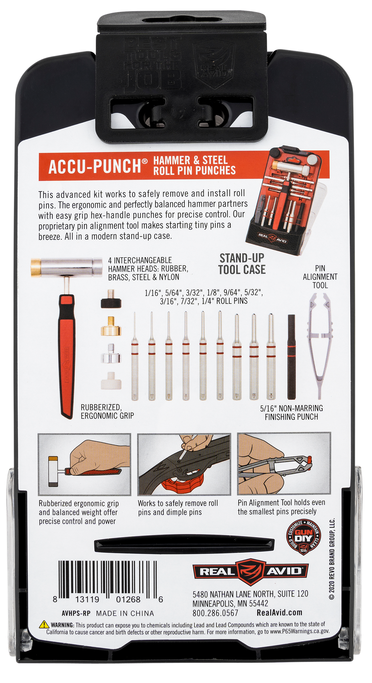 Real Avid Accu-Punch Hammer & Roll Pin Punch Set - Black/Red — view 2