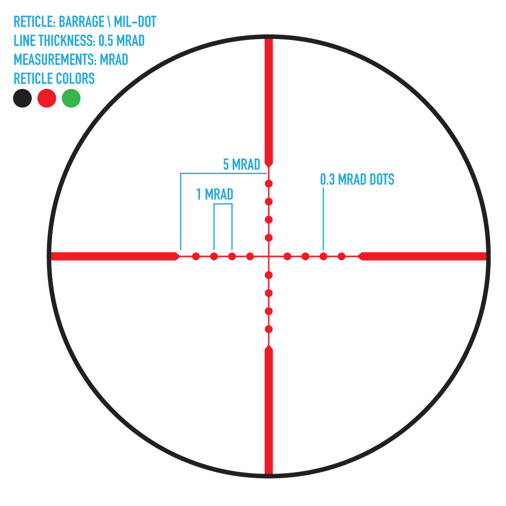 Firefield Barrage 1.5-5x32mm Illuminated Red/Green Mil-Dot Reticle Rifle Scope - Matte Black — view 2