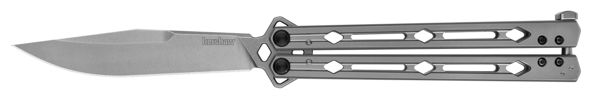 Kershaw 5150 Lucha 4.60" Butterfly Drop Point Plain 14C28N SS Knife - Stonewashed Bead Blasted Stainless Steel — view 2