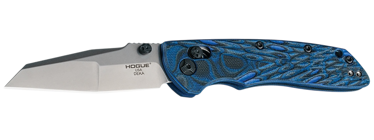 Hogue Deka 3.25" Folding Modified Wharncliffe Plain CPM 20CV - G-Mascus Blue G10 — view 2