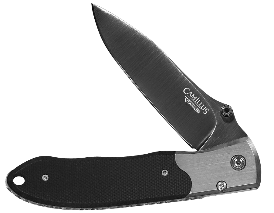 Camillus Pristine 3" Folding Drop Point VG-10 Carbonitride Titanium Plain Edge Knife - Black/Silver G10/SS Handle — view 2