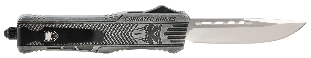 CobraTec CTK-1 Large 3.75" OTF Drop Point Plain D2 Steel Stonewashed Aluminum Handle — view 2