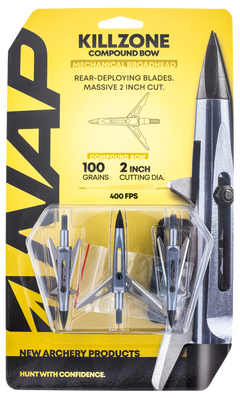 NAP Killzone Trophy Tip 100gr 2 in Rear Deploying Mechanical Broadhead - 3 Pack — view 2