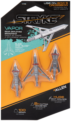 Allen Vapor Broadhead 100gr 2-Blade Rear Deploying Stainless Steel 3 Pack — view 2