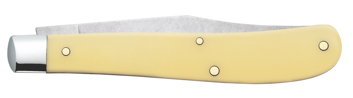 Case Slimline Trapper 3.25" Clip Point Folding Knife - Yellow Synthetic Handle — view 2