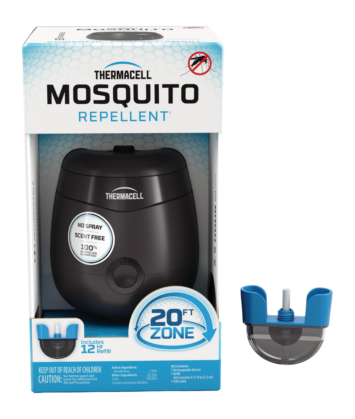 Thermacell E55X Rechargeable Mosquito Repeller Charcoal Gray 20 ft 5.5-Hr — view 2