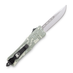CobraTec Knives CTK-1 Small 2.75" OTF Drop Point Plain D2 Steel Digital Camo Aluminum Handle - American Flag — view 2