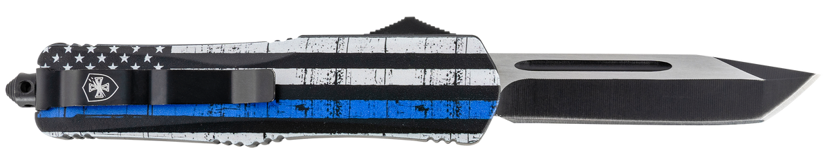 Templar Knife Gen II Back The Blue Large 3.5" OTF Tanto Plain 440C Black Oxide Stonewashed Aluminum Handle — view 2