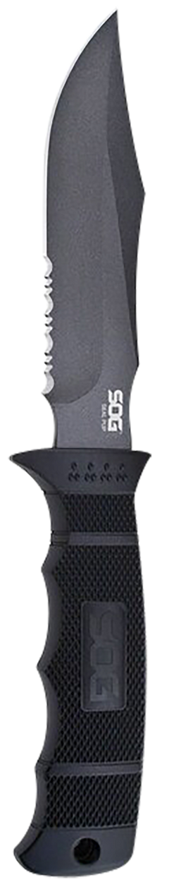 S.O.G Seal Pup 4.75" Fixed Clip Point Part Serrated AUS-8A Powder Coated GRN Handle - Nylon Sheath — view 2