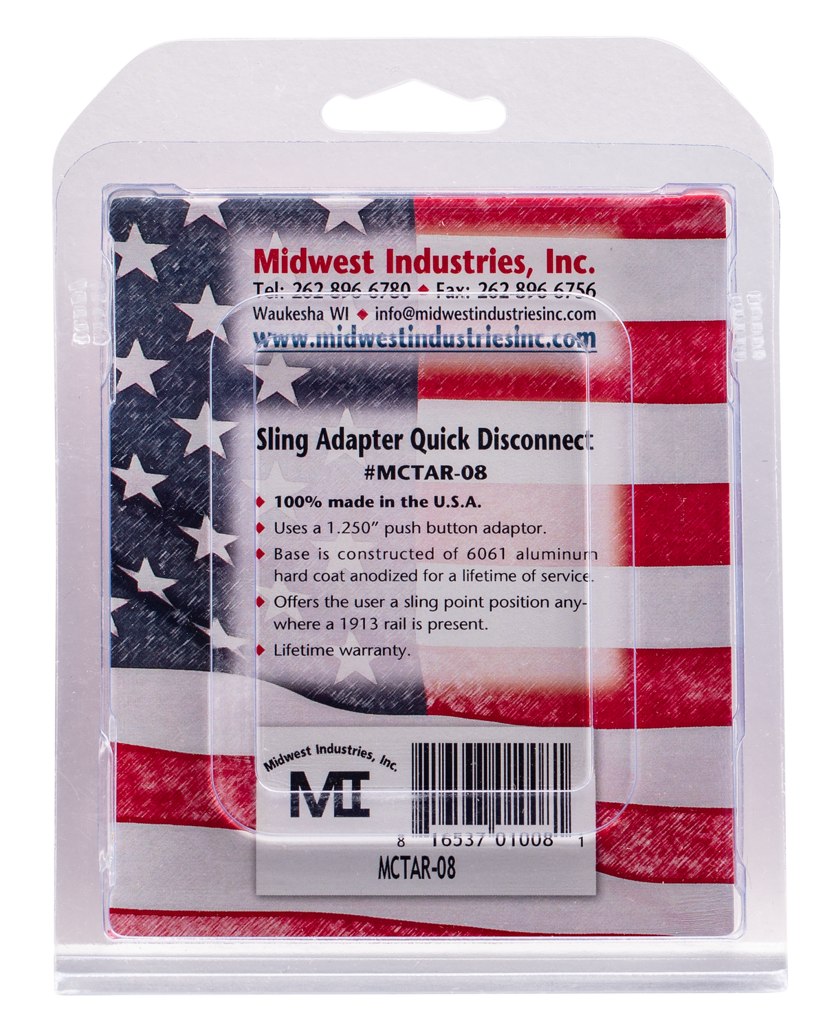 Midwest Industries MCTAR-08 QD Front Sling Adapter - Black 6061 Aluminum — view 2