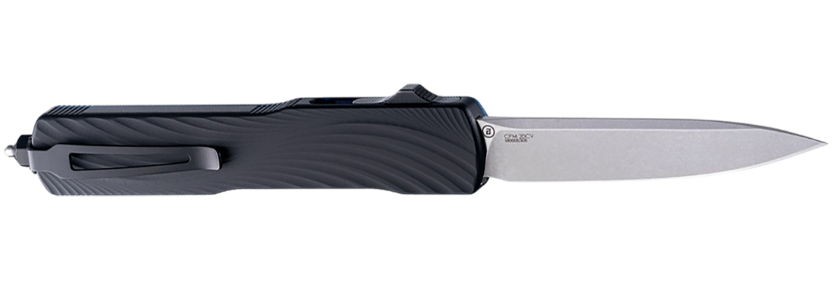 Hogue Counterstrike 3.35" OTF Drop Point Plain Stone Tumbled CPM 20CV - G-Mascus Blue Aluminum/G10 — view 2