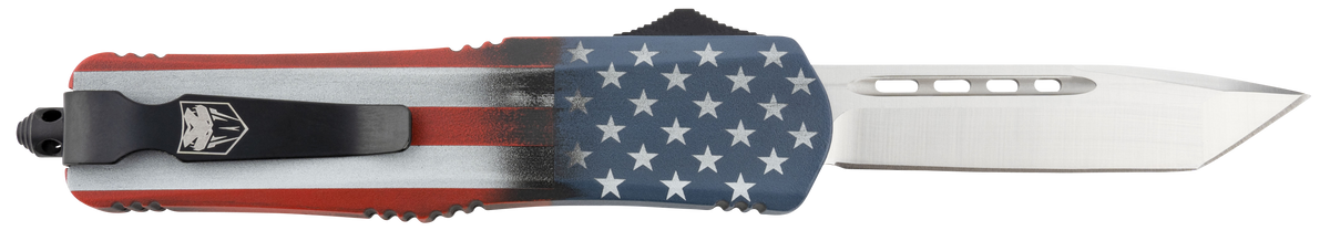 CobraTec Knives FS-3 American Flag Medium 3" OTF Tanto Plain D2 Satin Cerakoted Aluminum Handle — view 2