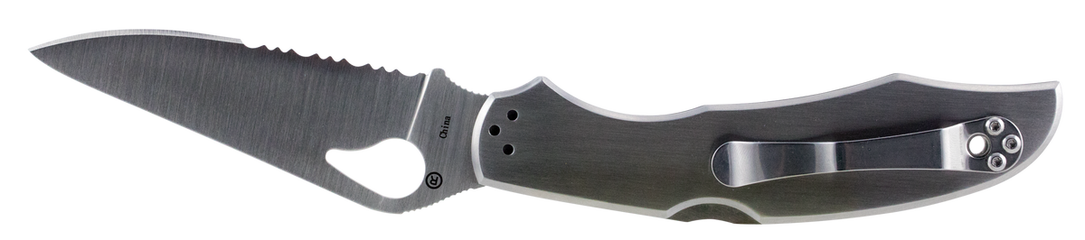Spyderco Byrd Cara Cara 2 3.75" 8Cr13MoV Drop Point Part Serrated Stainless Steel Folding Knife — view 2