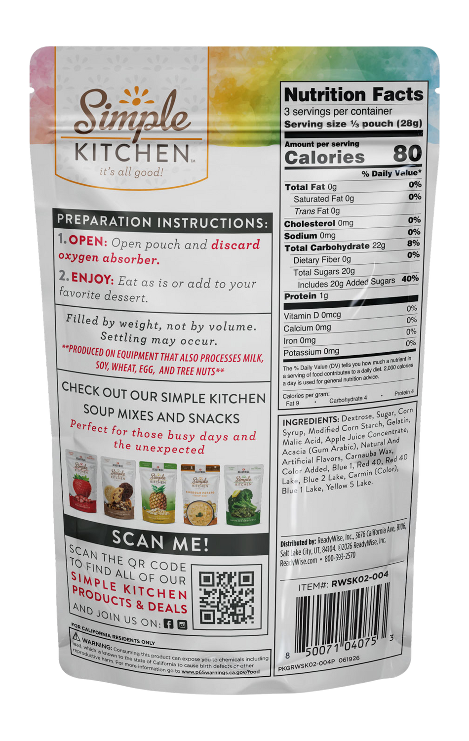Wise Foods Cosmic Asteroids Freeze Dried Emergency Food 6-Count — view 2
