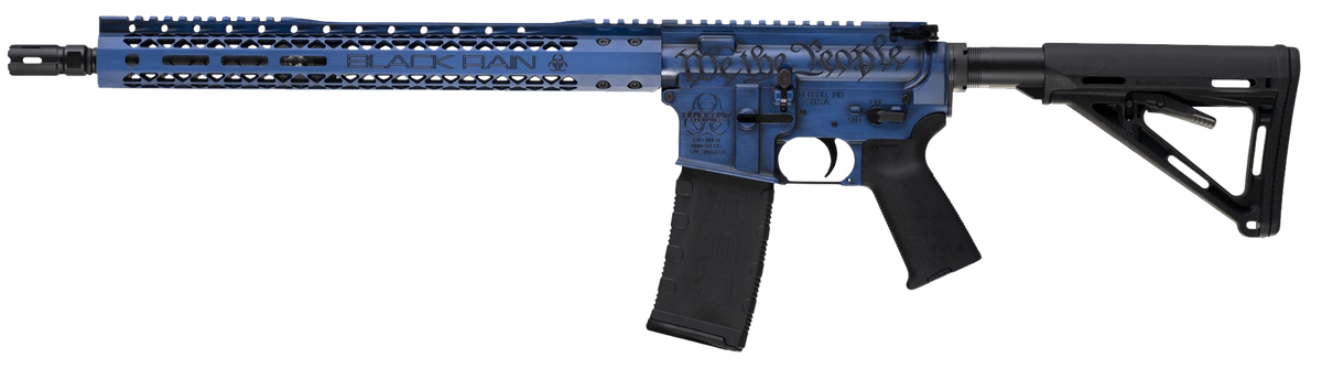 Black Rain Spec 15+ We The People 5.56x45mm NATO 16" 30+1 Semi-Auto AR-15 Rifle - Blue Battleworn Deep Engraving — view 2