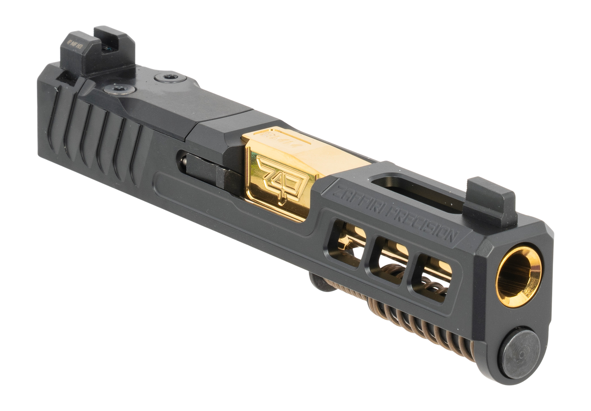 Zaffiri Precision ZPS.3 Slide - Fits Glock 43 9mm Luger - Optics-Ready RMSc - Ported Threaded Barrel Gold TiN Armor Black — view 2