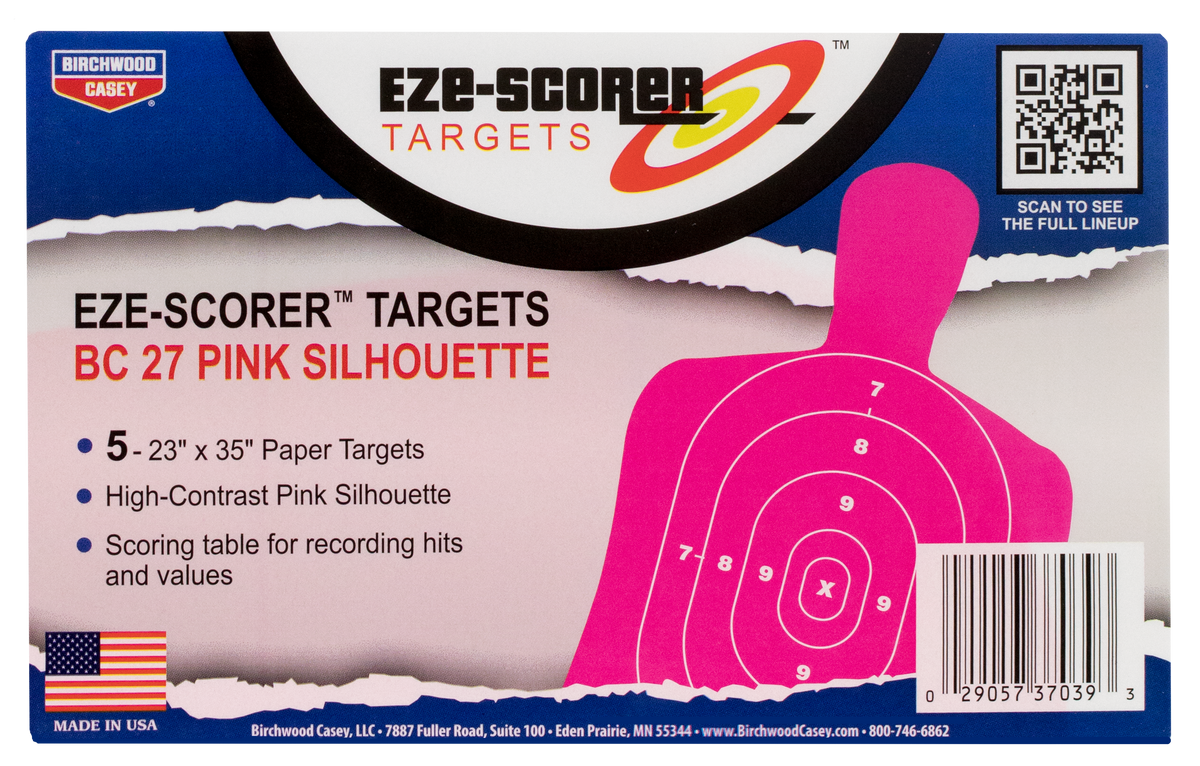 Birchwood Casey EZE-Scorer BC-27 Silhouette Paper Target 23" x 35" Pink/White 5 Pack — view 2