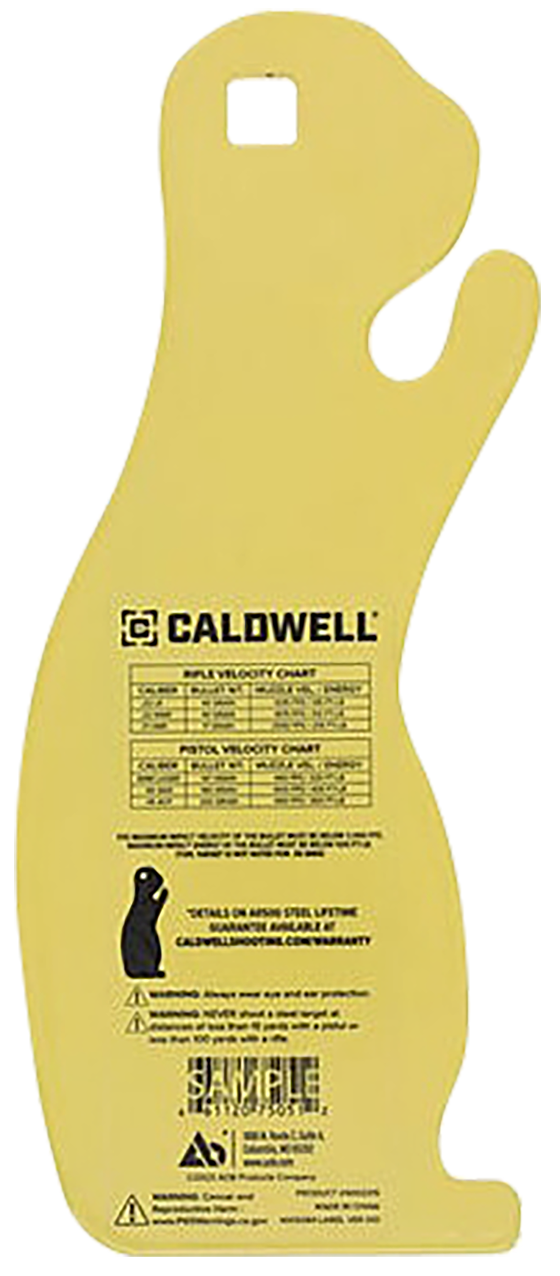 Caldwell AR500 1/4" Prairie Dog Rimfire/Handgun Steel Target Yellow — view 2