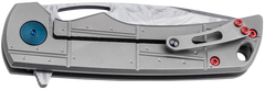 Boker Plus P-51 Damast 3.35" Drop Point Plain Damascus Blade Titanium Handle Flipper — view 2
