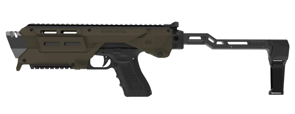 Meta Tactical MX-1 Glock Conversion Kit with Folding Stabilizer - OD Green — view 2