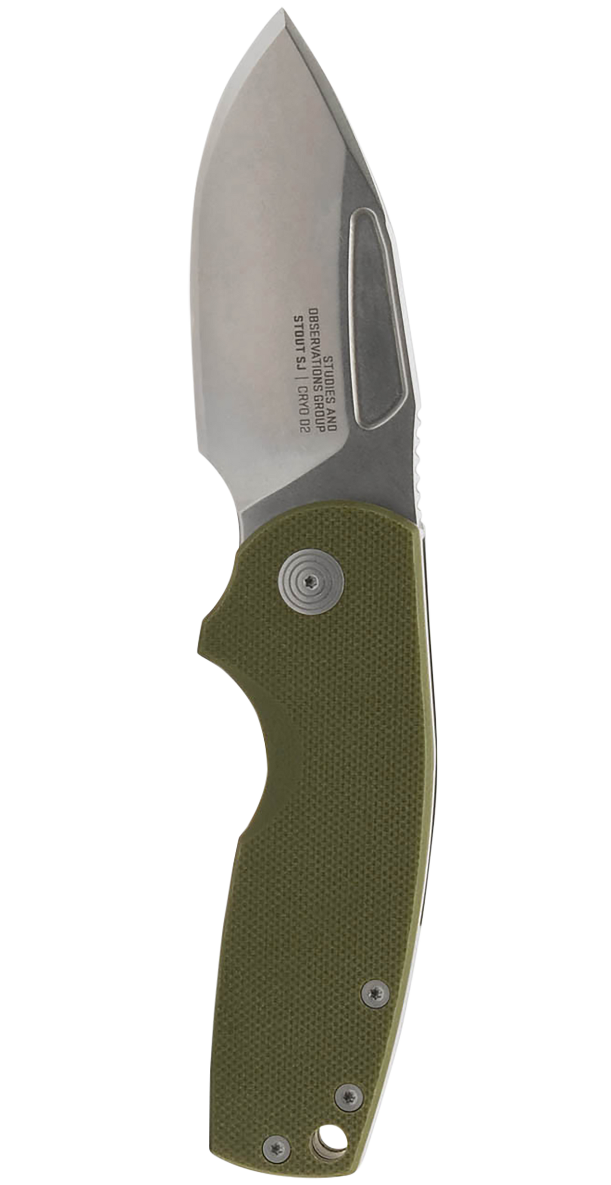 S.O.G Stout SJ 2.60" Folding Clip Point Plain Stonewashed Cryo D2 OD G10 Handle — view 2