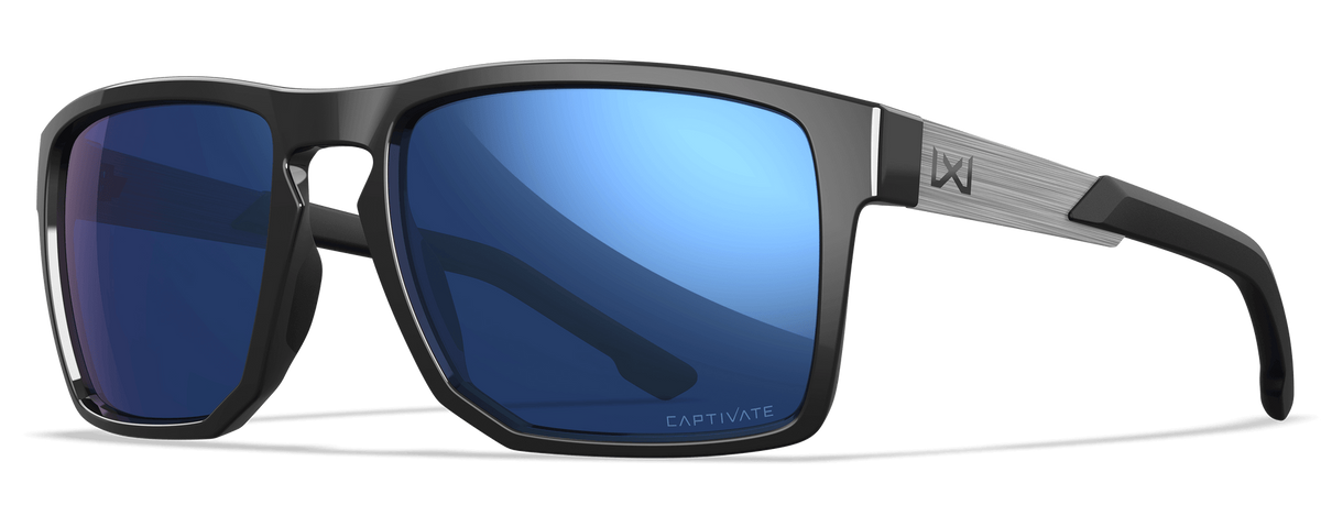 Wiley X Apex CAPTIVATE Polarized Blue Mirror Lens Gloss Black Frame Safety Glasses — view 2