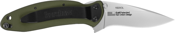 Kershaw Scallion 2.4" Folding Drop Point 420HC SS Knife - OD Green Aluminum — view 2