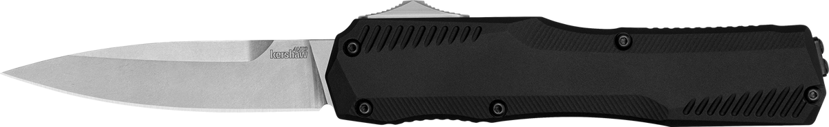 Kershaw Livewire 9000 OTF 3.30" Spear Point Plain CPM 20V Stonewashed - Black Aluminum — view 2