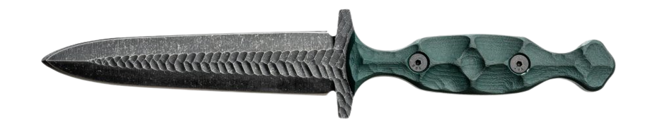Stroup Knives HGDagger 5" Fixed Blade Double Edge Plain Acid Etched 1095HC Steel - Green G10 Handle — view 2