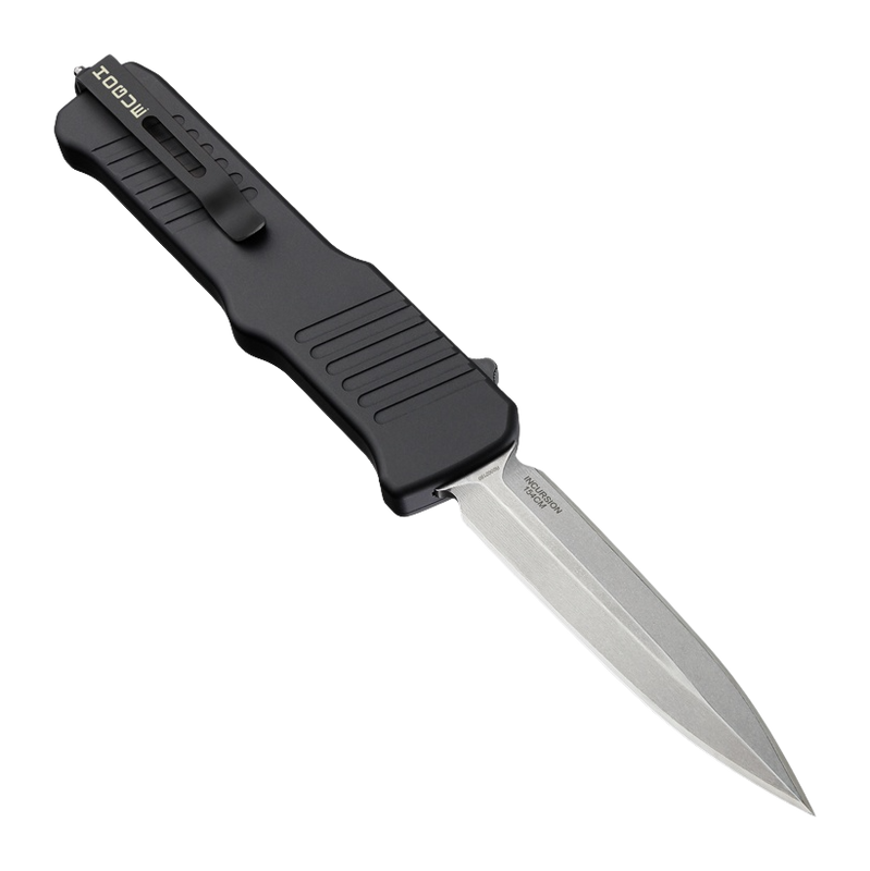Hogue Incursion OTF 3.9" Double Edge Dagger 154CM Stone Tumbled Automatic - Matte Black Aluminum — view 2