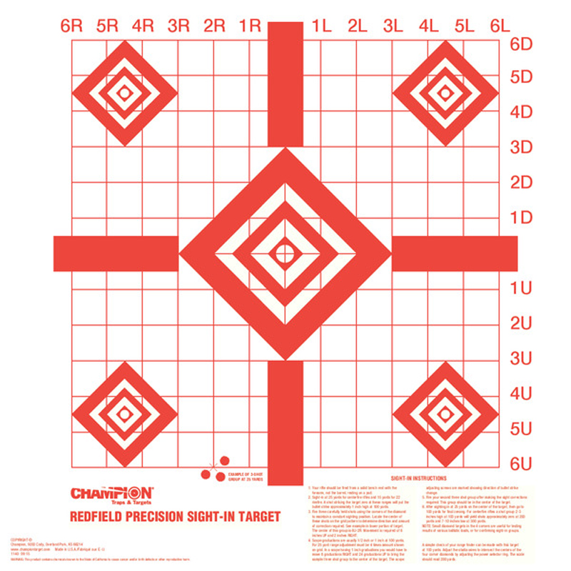 Champion Targets Redfield Sight-In Diamond Paper Pistol/Rifle Target 16" x 16" White/Red 10 Pack — view 2