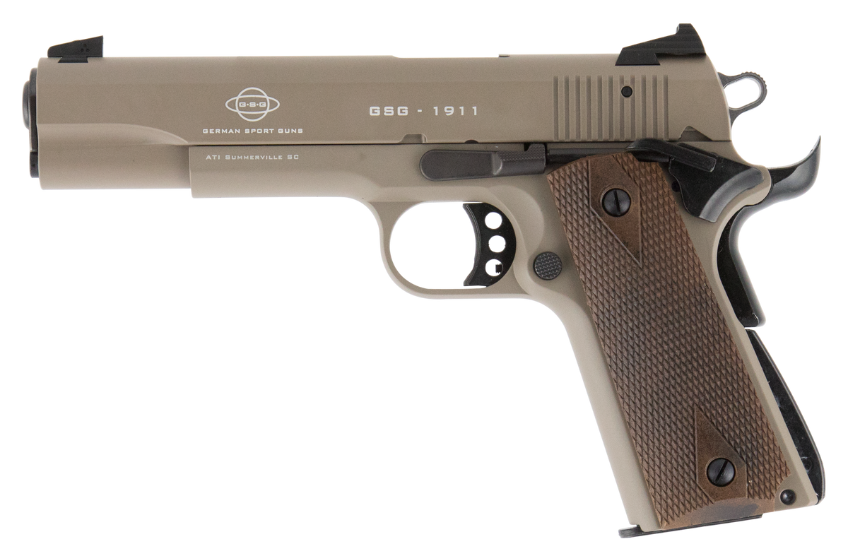 GSG 1911 22 LR 5" 10+1 SAO Pistol - Tan Slide / Walnut Grip — view 2