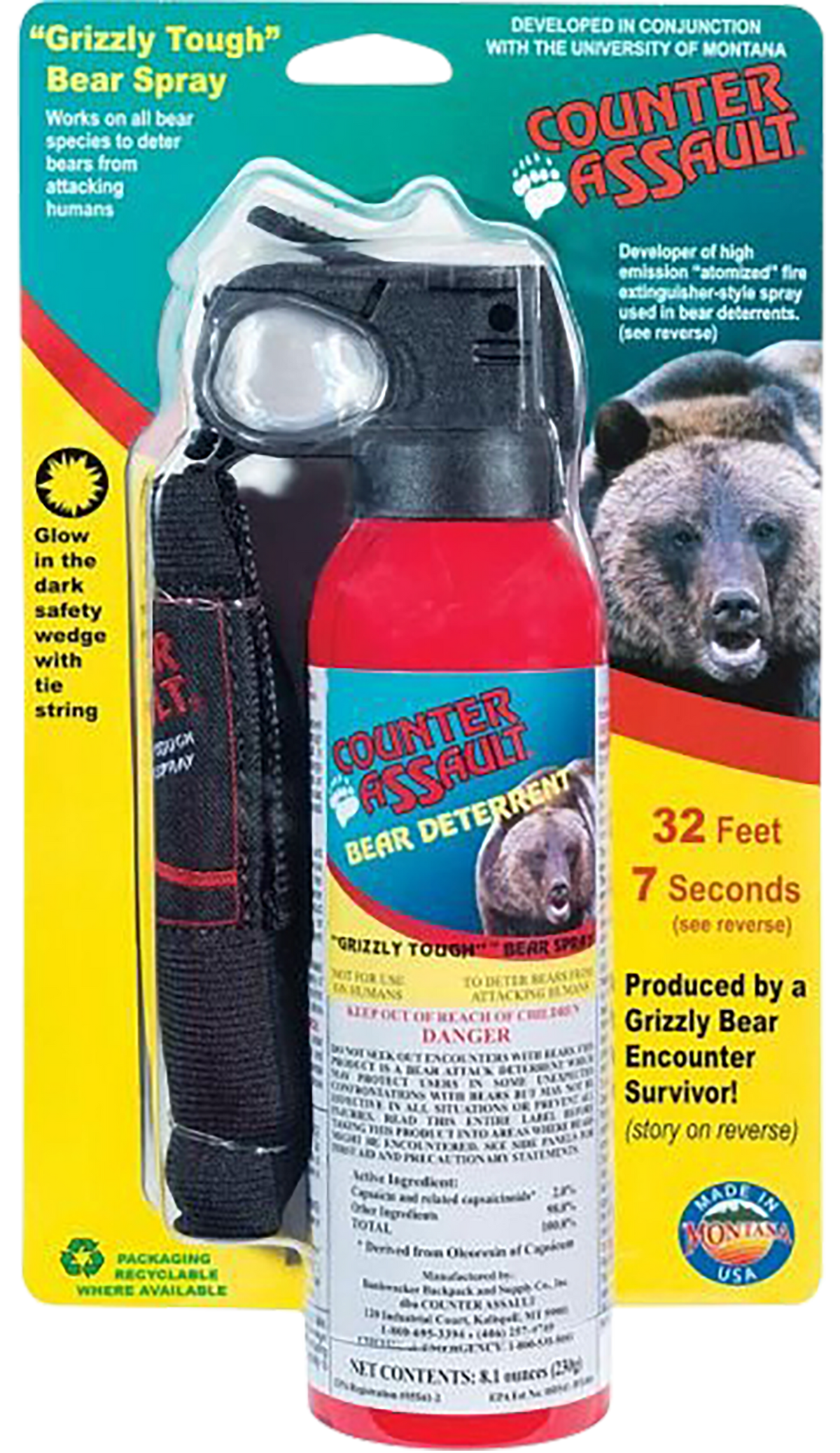 Counter Assault Bear Spray 8.10 oz Capsaicin 32 ft / 7-Second Range w/ Holster — view 2
