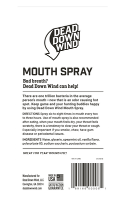 Dead Down Wind 1240BC Mouth Spray Odor Eliminator Mint Scent 2 oz — view 2