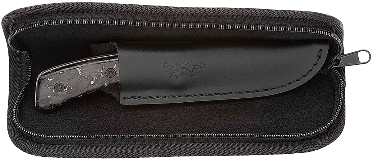 Browning Rock 3.50" Fixed Drop Point Damascus Plain Edge Carbon Fiber Handle Knife - 2025 Medallion — view 2