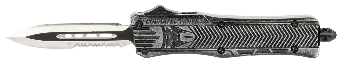 CobraTec CTK-1 Small 2.75" OTF Dagger Part Serrated D2 Steel Stonewashed Aluminum — view 2