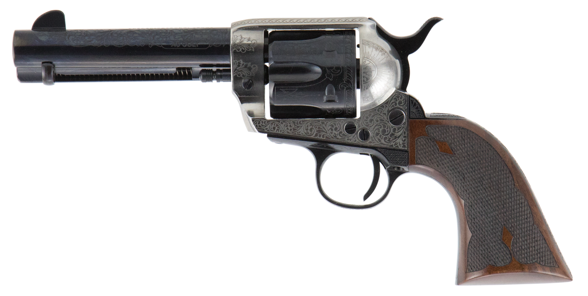 Cimarron Frontier Pre-War 1896-1940 45 Colt (LC) 4.75" 6-Shot SAO Revolver - Old Silver Engraved — view 2